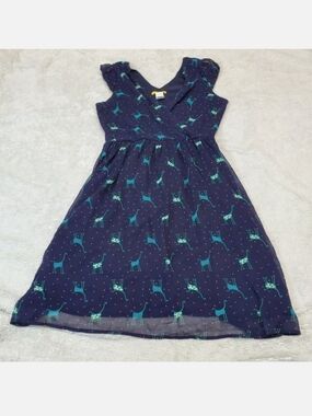 Yellow Star Blue Green Giraffe Animal Polka Dot Artsy Eclectic‎ Funky Dress M